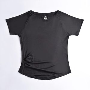 تیشرت اسپاندکس یقه دلبری / یک طرف چین مدل 30021 - L, مشکی